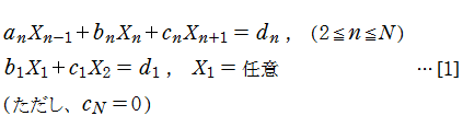 三重対角行列法の漸化式