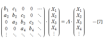 無限次元三重対角行列法（1～∞）の線形代数方程式