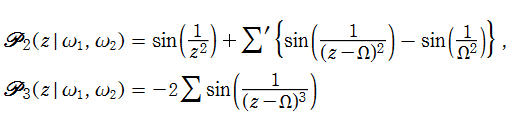P2(z | ω1, ω2), P3(z | ω1, ω2)の定義式