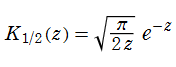 1/2次の第2種変形Bessel関数
