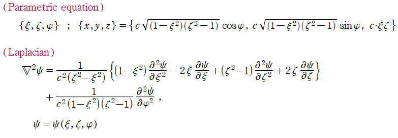 扁長回転楕円体座標の他の定義式