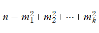 n=m(1)^2+m(2)^2+･･･+m(k)^2