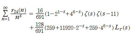 平方和 r24(n)を係数とするDirichlet級数の表示