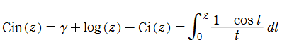 積分余弦関数Cin(z)の積分表示式