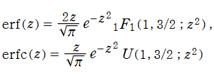 誤差関数の合流型超幾何関数による表示