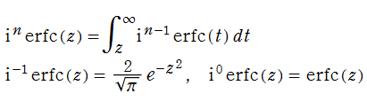 相補誤差関数の逐次積分の定義式