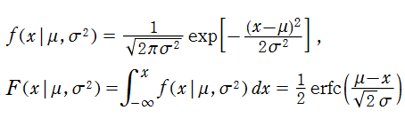 正規分布の確率密度関数と累積分布関数