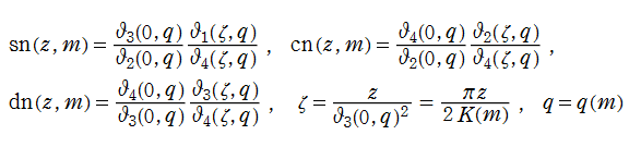 Jacobiの楕円関数の楕円テータ関数表示式