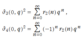 ２個の平方数の和で表わす方法の個数
