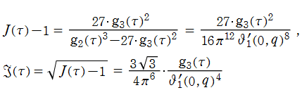 hJ(τ)=sqrt(J(τ)-1)の定義