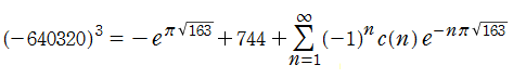 J(τ)のFourier級数展開式 (d=163)