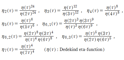 Conway-Nortonの楕円モジュラー関数