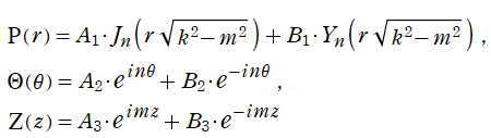Helmholtz方程式の解(円柱座標)