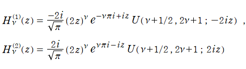 Hankel関数と合流型超幾何関数の関係式