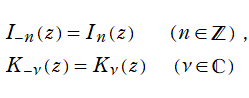 変形Bessel関数の次数の符号反転
