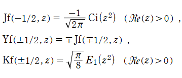 Bessel-Fresnel関数：積分三角関数等への還元式