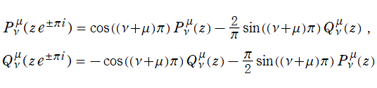 Legendre陪関数の解析接続公式