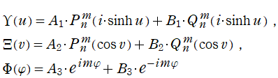 扁平回転楕円体座標におけるLaplace方程式の解