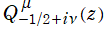 Q[-1/2+iν, μ](z)