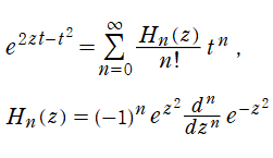 Hermite多項式の母関数表示･Rodriguesの公式