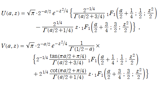 放物柱関数の合流型超幾何関数表示式
