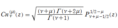 正規化Gegenbauer関数のLegendre陪関数表示式