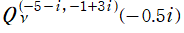 Qh[ν, (－5－i, －1＋3i)](－0.5i)