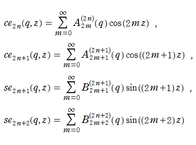第1種Mathieu関数のFourier級数