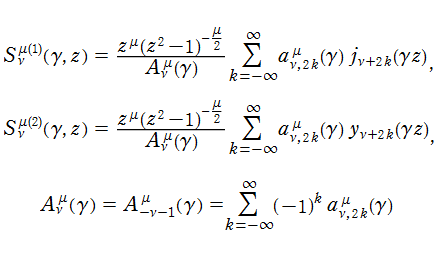 第1種・第2種回転楕円体波動関数（動径関数）