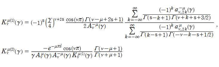 回転楕円体波動関数（動径関数）との関係係数