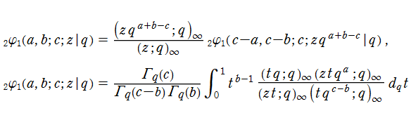 第1種q-超幾何関数の変換式と積分表示式