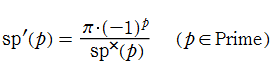 素数正弦関数の素数における微係数