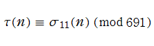 Ramanujanのタウ関数の合同関係式