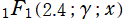 1F1(2.4; γ; x)