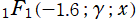 1F1(－1.6; γ; x)