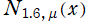 N[1.6, μ](x)