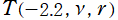 T(－2.2, ν, r)