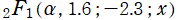 2F1(α, 1.6; －2.3; x)