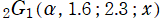 2G1(α, 1.6; 2.3; x)