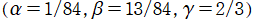(α=1/84, β=13/84, γ=2/3)
